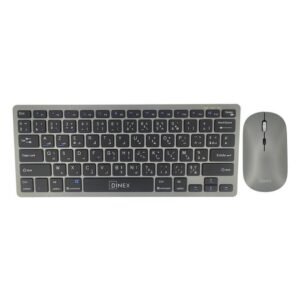 DINEX BK1000 Clavier (AZERTY) et Souris sans fil 2.4 Ghz et Bluetooth Haute Qualité - Gris
