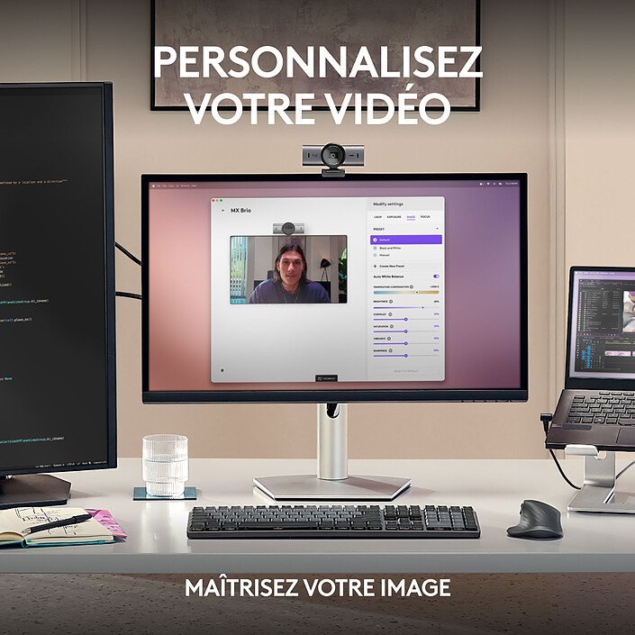 LOGITECH MX BRIO PALE GREY | 4K ULTRA HD | USB Webcam | Brand New - Image 2